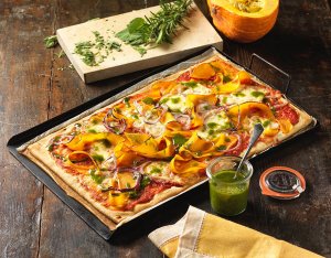 Vegetarische Kürbispizza